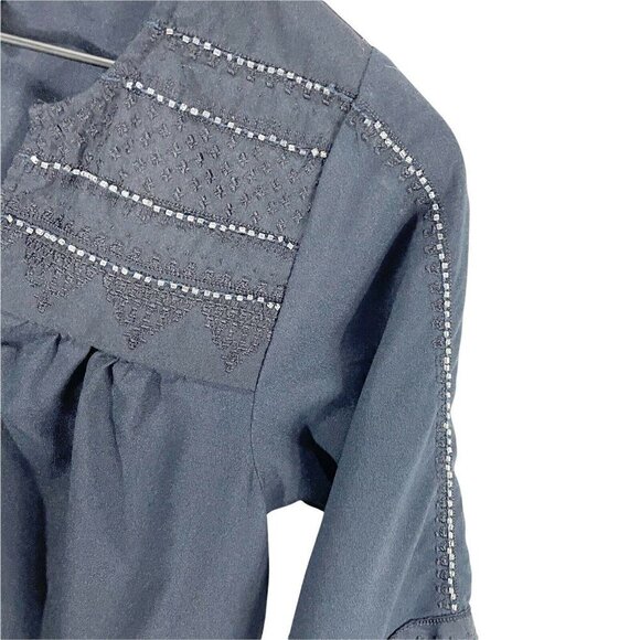 MM Couture By Miss Me Navy Blue Embellished Short Sleeved Blouse Sz XS - Picture 2 of 4